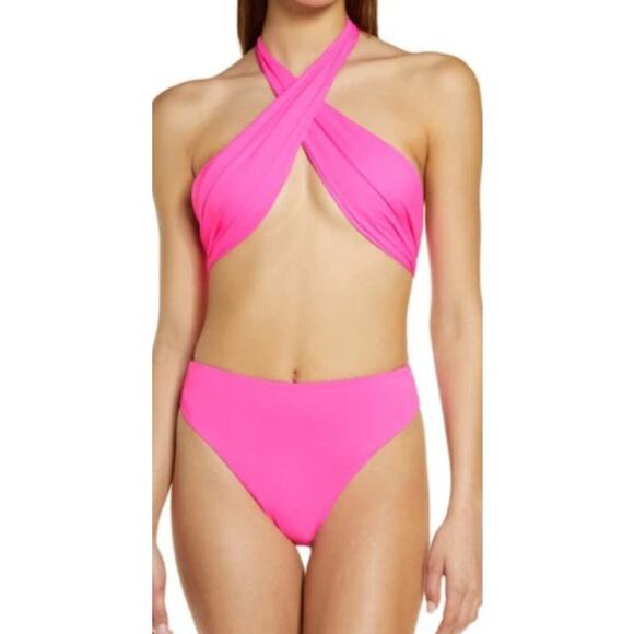 Frankie's Bikinis Other - Frankies Bikinis Dorothy Halter Cutout One-Piece Swimsuit in Watermelon Small